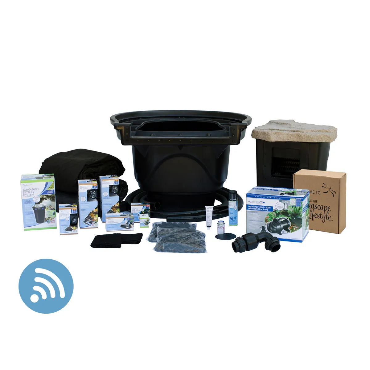 Large Pond Kit 21' X 26' With Aquasurge  4000-8000 Pond Pump