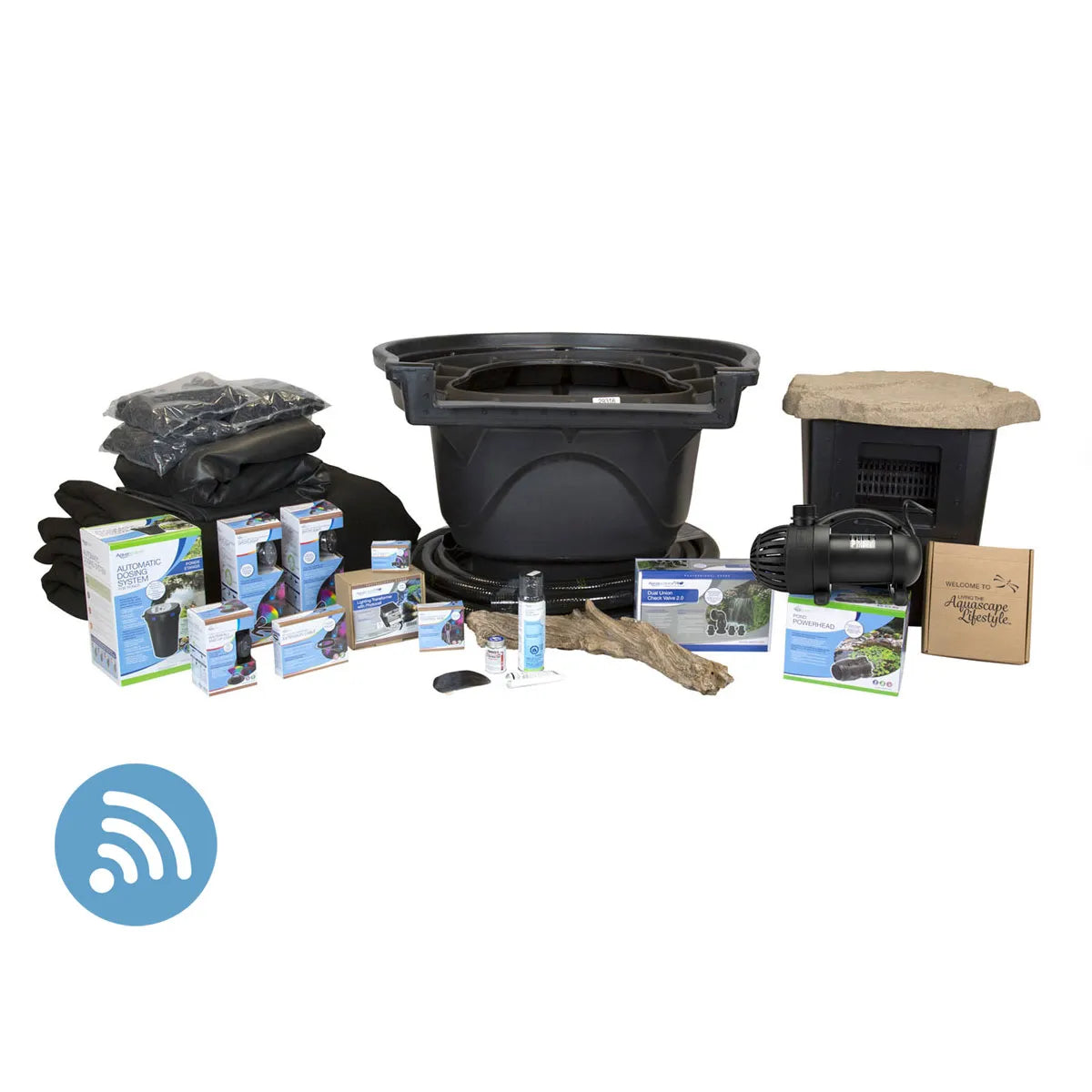 Large Deluxe Pond Kit 21' X 26' With Aquasurge  4000-8000 Pond Pump