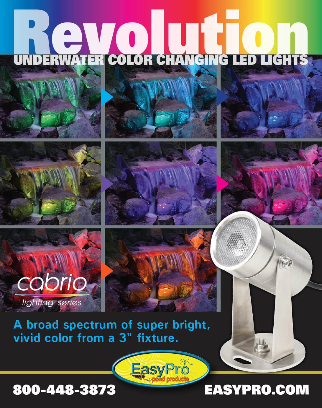 EasyPro Cabrio Color Changing LED Submersible Light - Stainless Steel