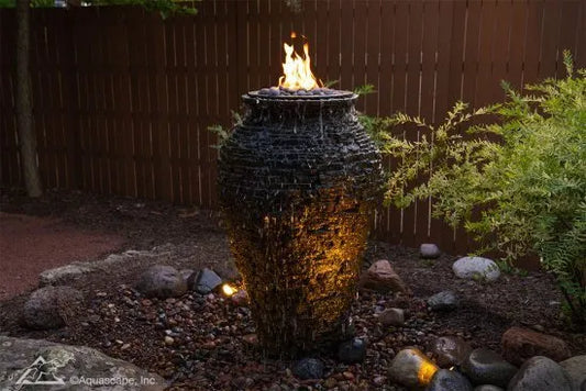 Large Fire And Water Stacked Slate Urn